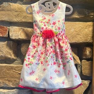 Bonnie Baby Pink Floral Dress with Red Accents